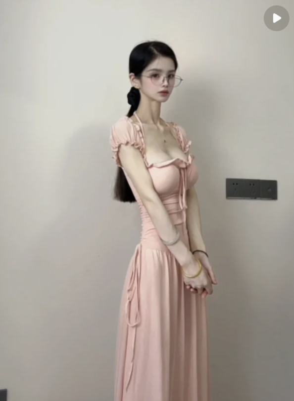 160 36kg｜西柚色度假长裙 的的的的(瘦44斤维持中)